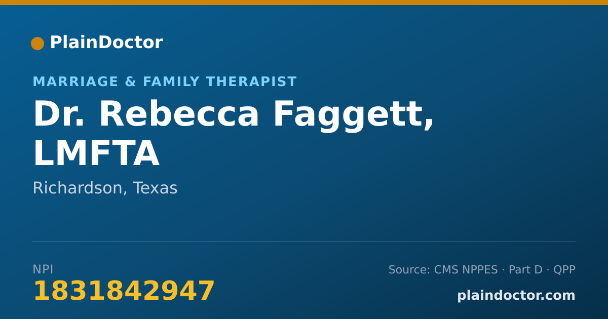 Shareable card for Rebecca Faggett, LMFTA - Marriage & Family Therapist, Richardson, TX