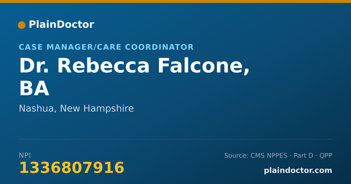Shareable card for Rebecca Falcone, BA - Case Manager/Care Coordinator, Nashua, NH