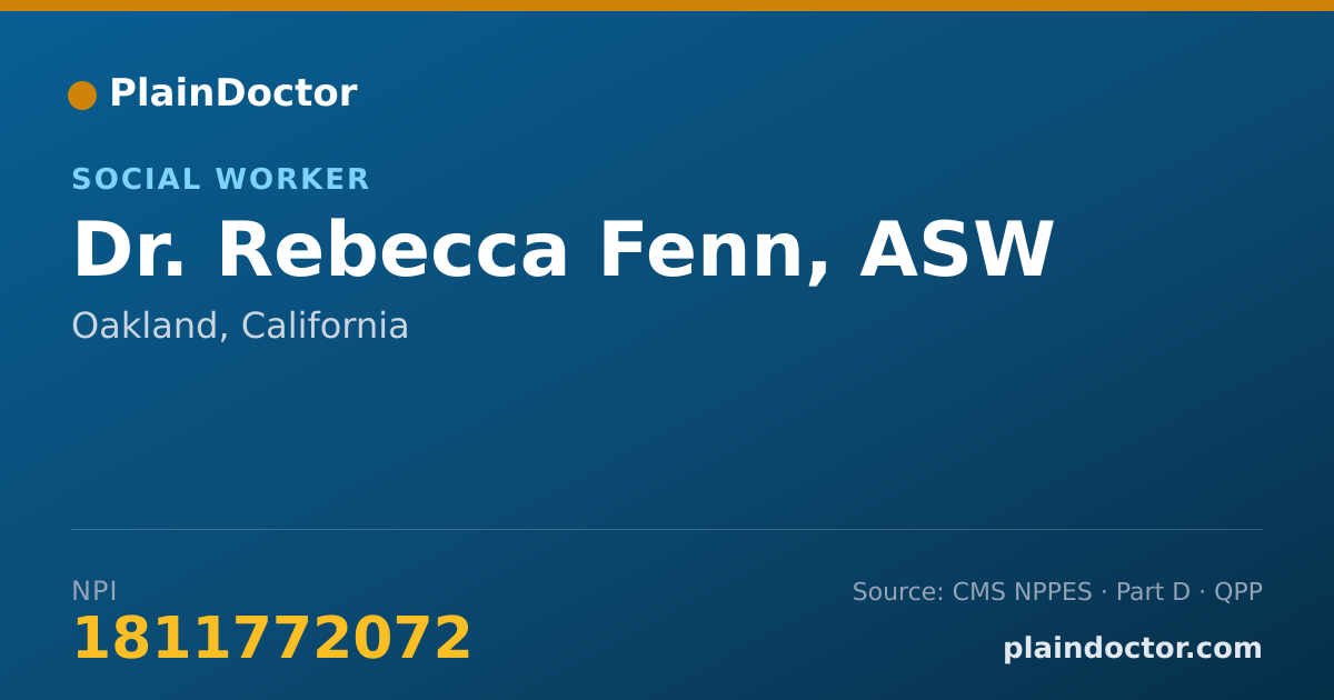 Shareable card for Rebecca Fenn, ASW - Social Worker, Oakland, CA