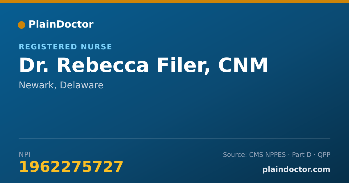 Shareable card for Rebecca Filer, CNM - Registered Nurse, Newark, DE