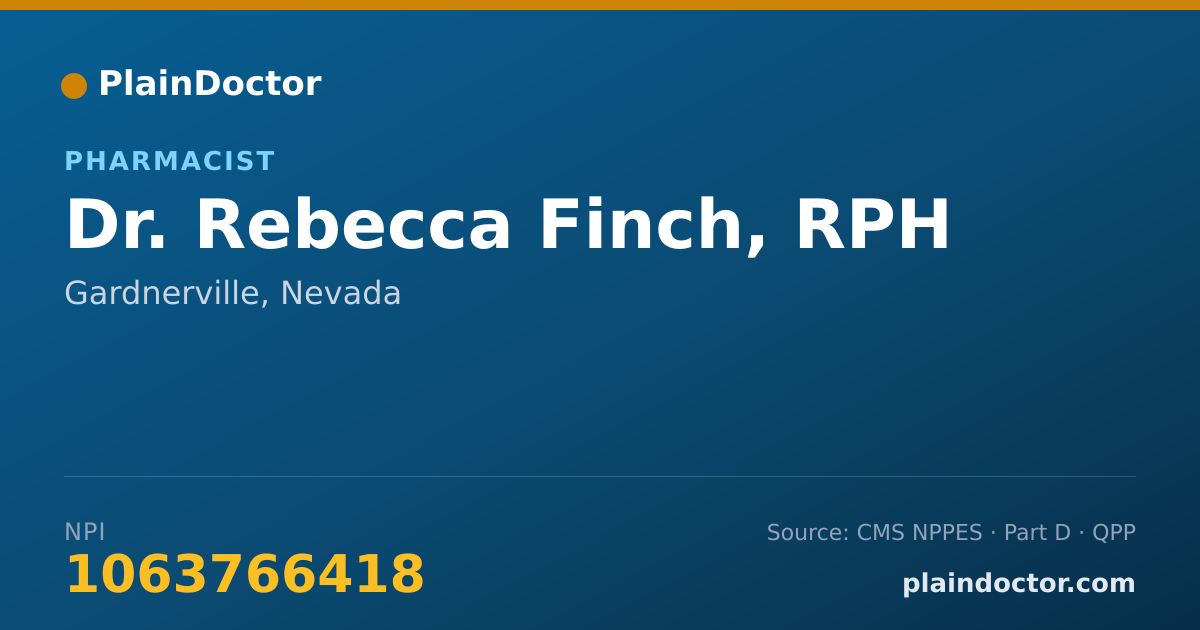 Shareable card for Rebecca Finch, RPH - Pharmacist, Gardnerville, NV