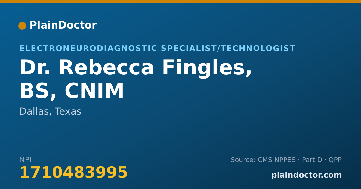 Shareable card for Rebecca Fingles, BS, CNIM - Electroneurodiagnostic Specialist/Technologist, Dallas, TX