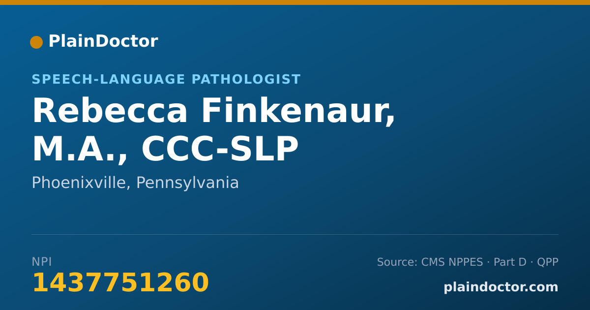 Shareable card for Rebecca Finkenaur, M.A., CCC-SLP - Speech-Language Pathologist, Phoenixville, PA