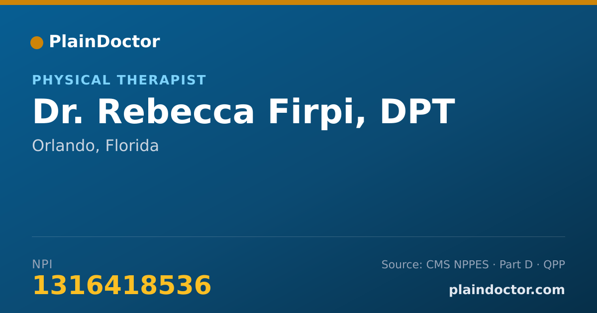 Shareable card for Rebecca Firpi, DPT - Physical Therapist, Orlando, FL