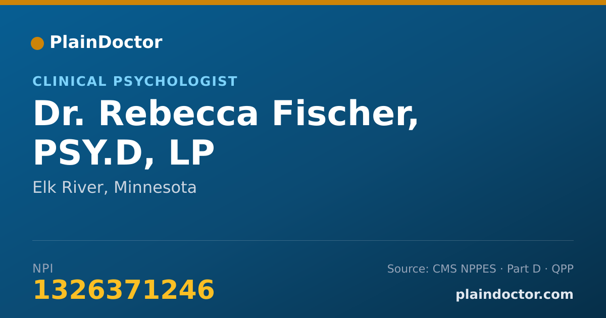 Shareable card for Rebecca Fischer, PSY.D, LP - Clinical Psychologist, Elk River, MN