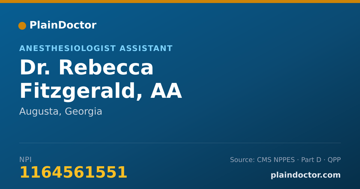 Shareable card for Rebecca Fitzgerald, AA - Anesthesiologist Assistant, Augusta, GA