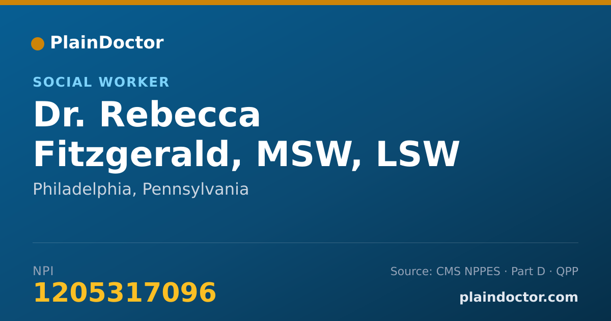 Shareable card for Rebecca Fitzgerald, MSW, LSW - Social Worker, Philadelphia, PA