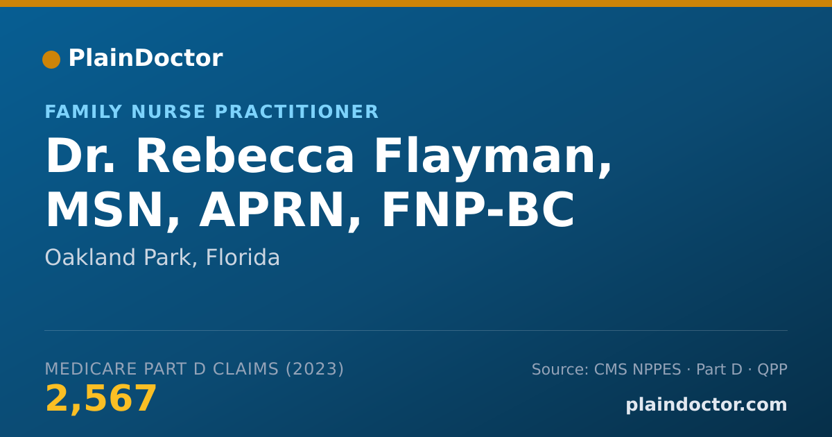 Shareable card for Rebecca Flayman, MSN, APRN, FNP-BC - Family Nurse Practitioner, Oakland Park, FL