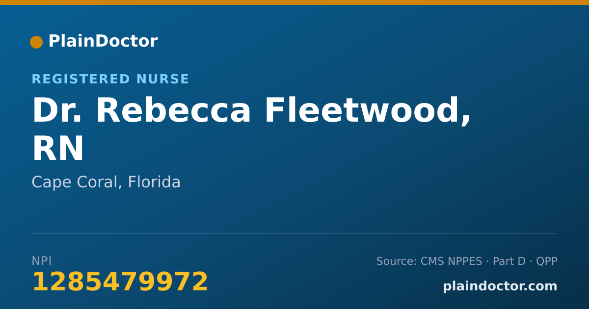 Shareable card for Rebecca Fleetwood, RN - Registered Nurse, Cape Coral, FL