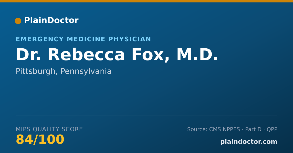 Shareable card for Rebecca Fox, M.D. - Emergency Medicine Physician, Pittsburgh, PA