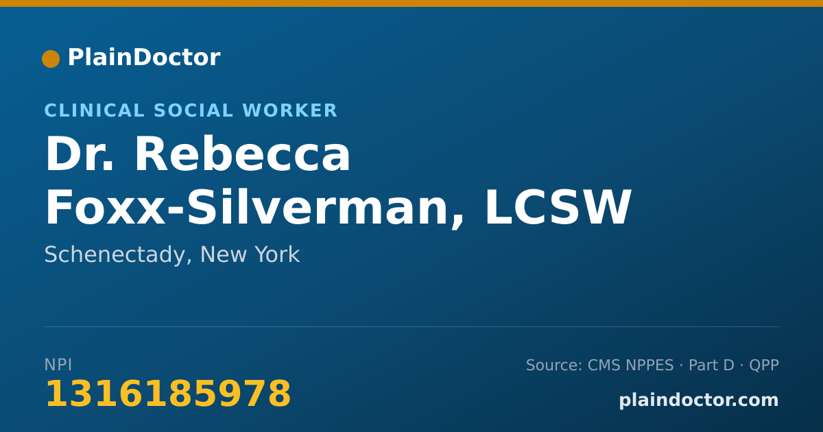Shareable card for Rebecca Foxx-Silverman, LCSW - Clinical Social Worker, Schenectady, NY