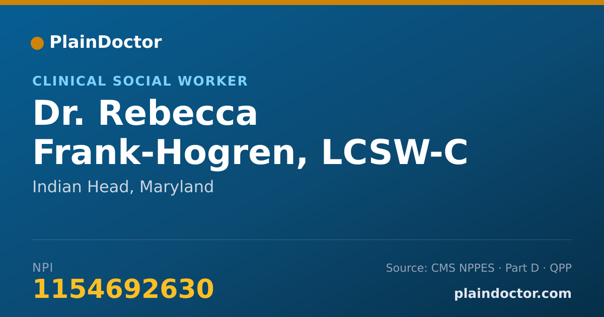 Shareable card for Rebecca Frank-Hogren, LCSW-C - Clinical Social Worker, Indian Head, MD