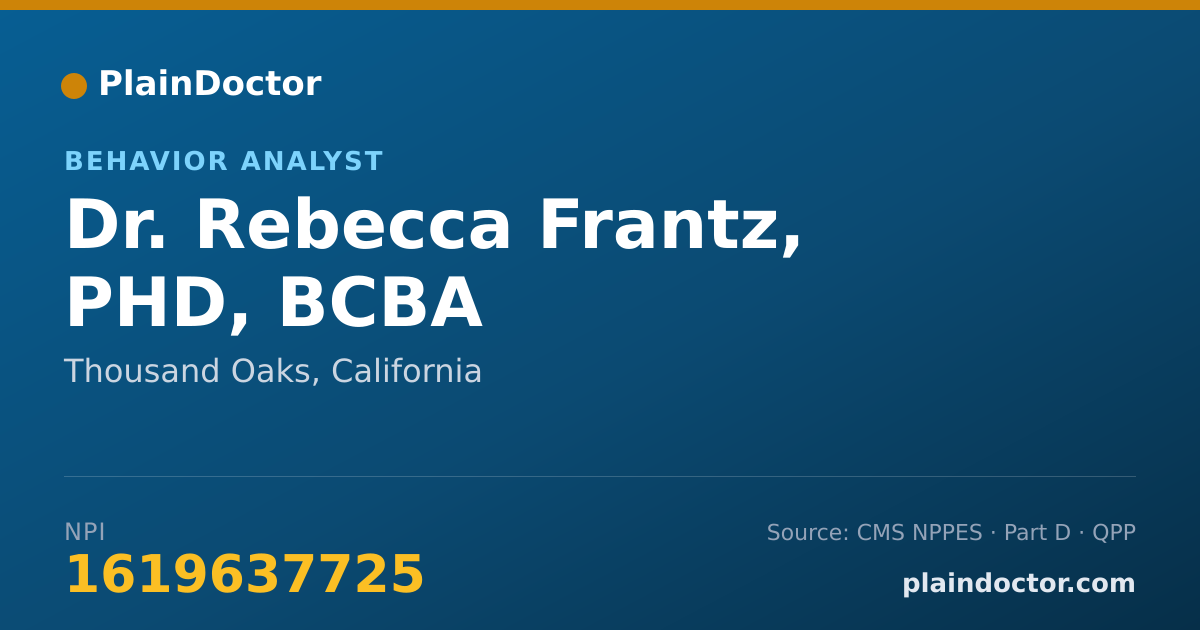 Shareable card for Rebecca Frantz, PHD, BCBA - Behavior Analyst, Thousand Oaks, CA