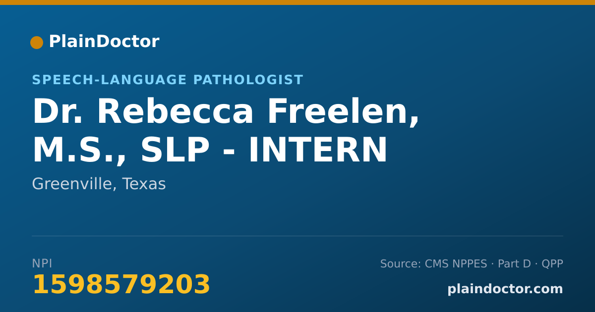 Shareable card for Rebecca Freelen, M.S., SLP - INTERN - Speech-Language Pathologist, Greenville, TX