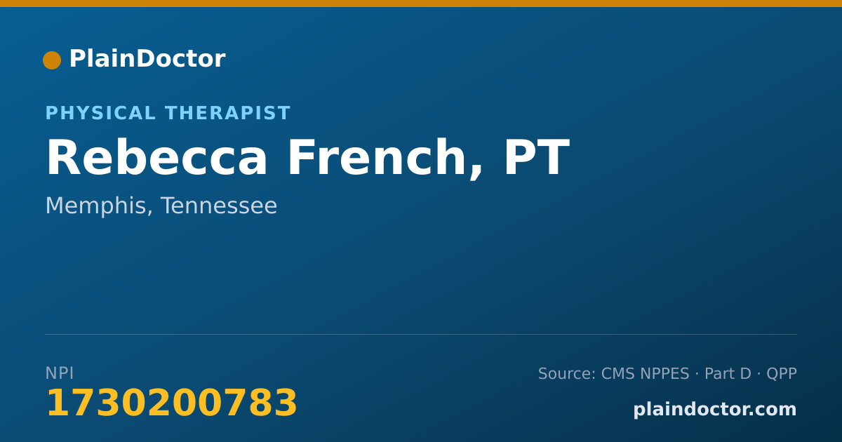 Shareable card for Rebecca French, PT - Physical Therapist, Memphis, TN