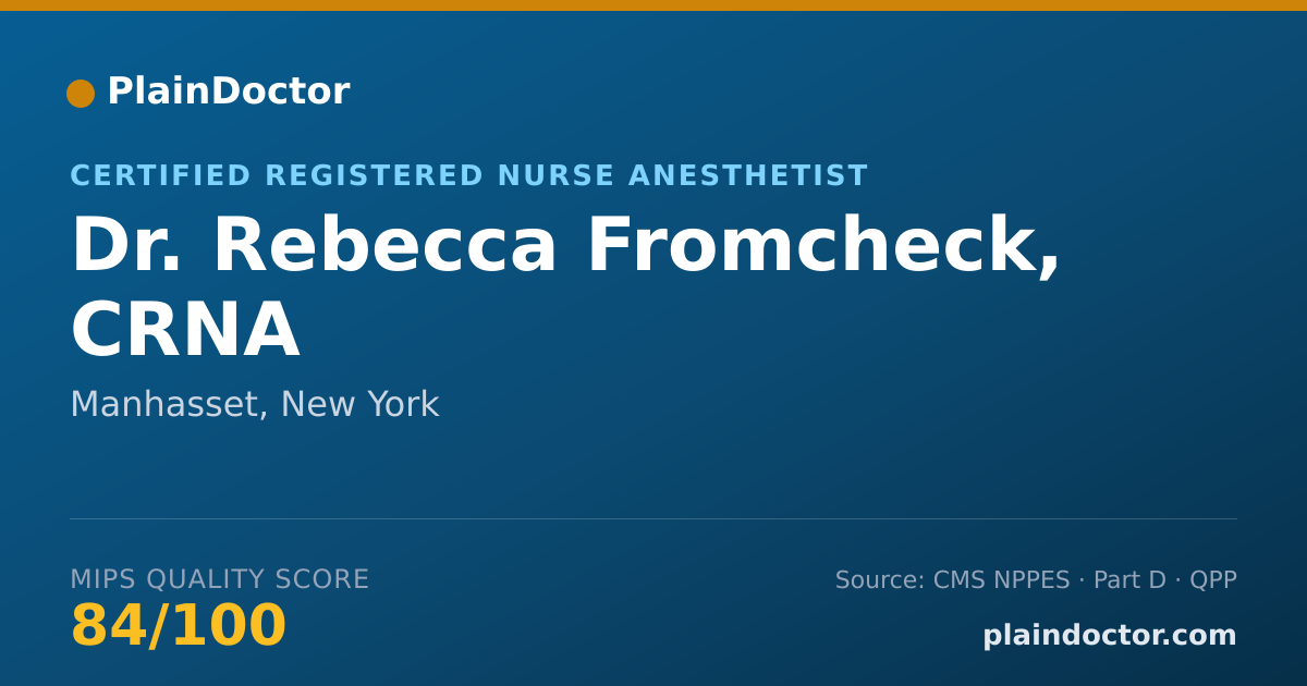 Shareable card for Rebecca Fromcheck, CRNA - Certified Registered Nurse Anesthetist, Manhasset, NY