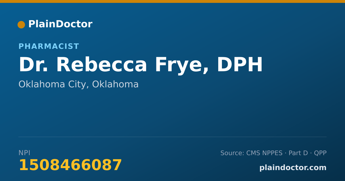 Shareable card for Rebecca Frye, DPH - Pharmacist, Oklahoma City, OK