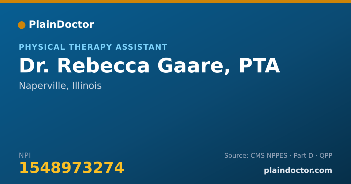Shareable card for Rebecca Gaare, PTA - Physical Therapy Assistant, Naperville, IL