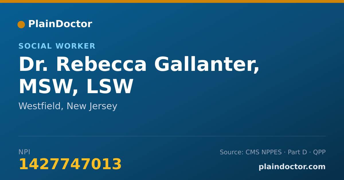 Shareable card for Rebecca Gallanter, MSW, LSW - Social Worker, Westfield, NJ