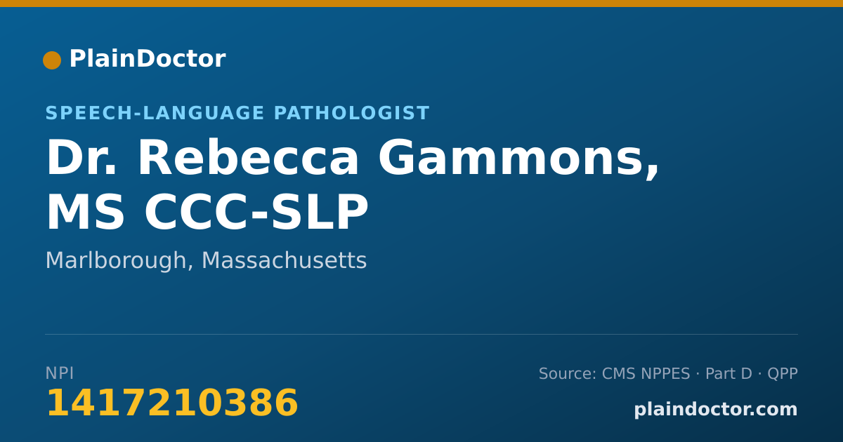 Shareable card for Rebecca Gammons, MS CCC-SLP - Speech-Language Pathologist, Marlborough, MA