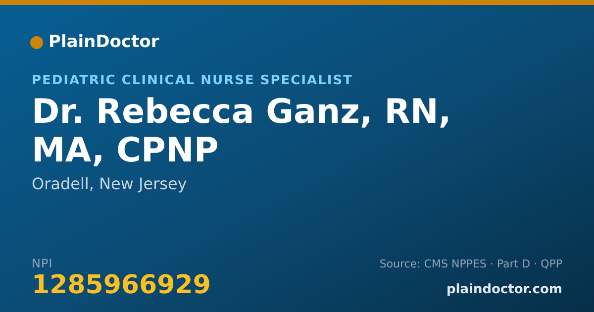 Shareable card for Rebecca Ganz, RN, MA, CPNP - Pediatric Clinical Nurse Specialist, Oradell, NJ