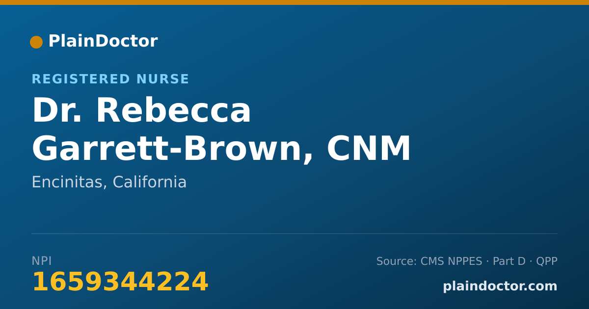 Shareable card for Rebecca Garrett-Brown, CNM - Registered Nurse, Encinitas, CA