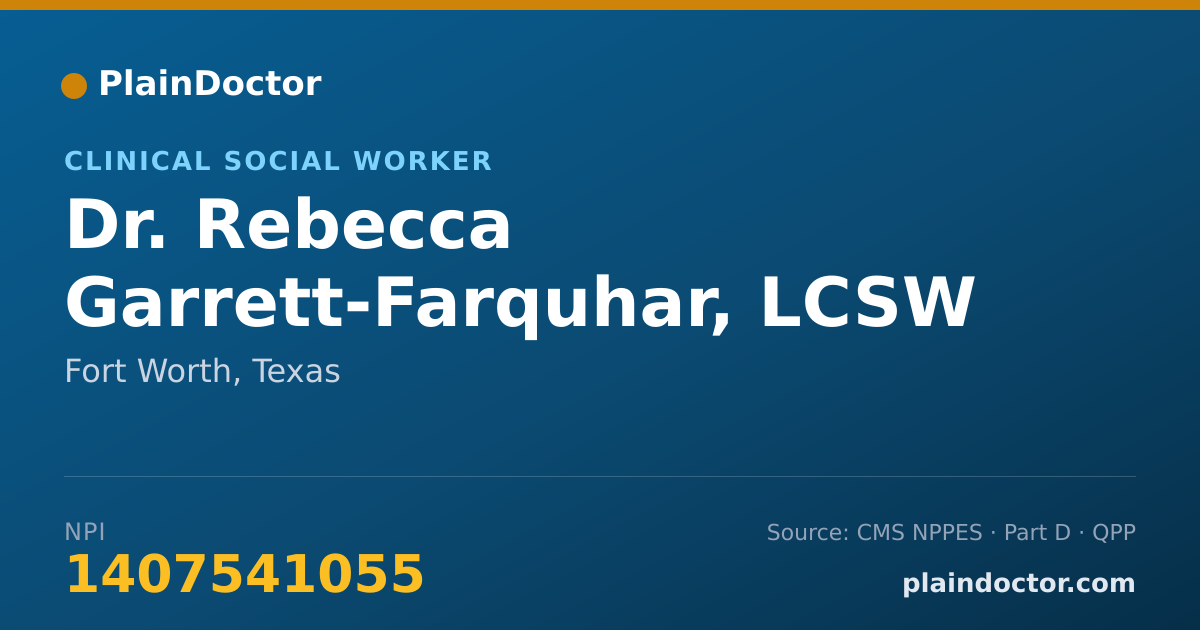 Shareable card for Rebecca Garrett-Farquhar, LCSW - Clinical Social Worker, Fort Worth, TX
