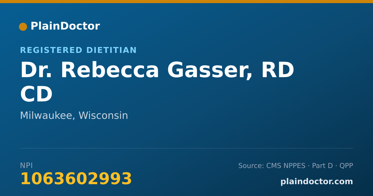 Shareable card for Rebecca Gasser, RD CD - Registered Dietitian, Milwaukee, WI