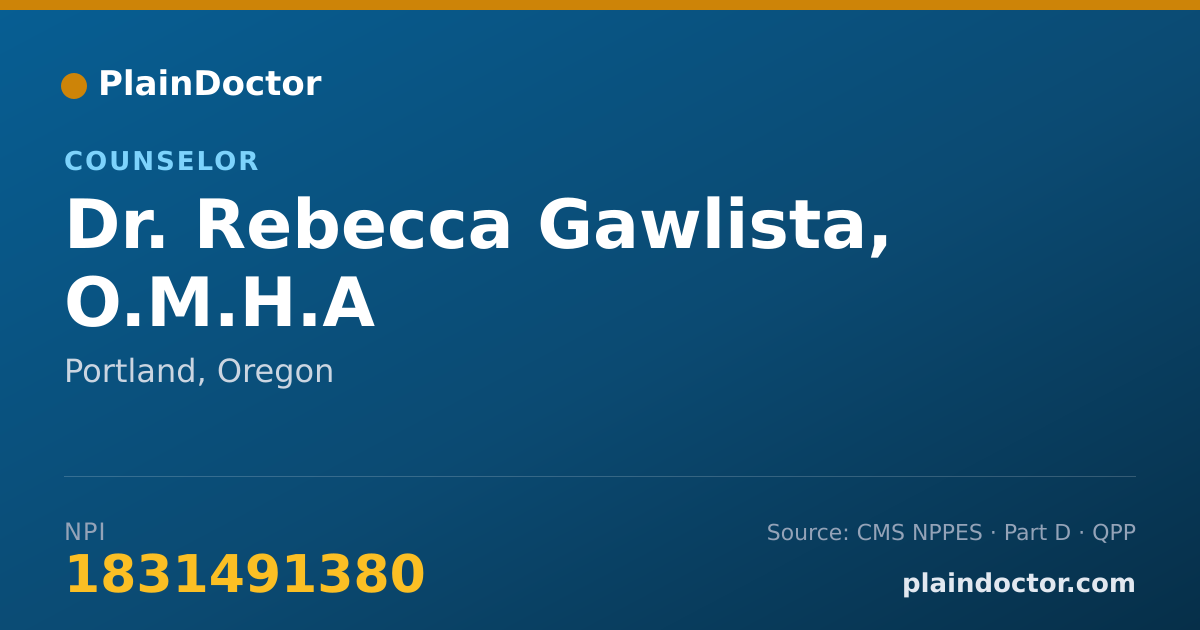 Shareable card for Rebecca Gawlista, O.M.H.A - Counselor, Portland, OR