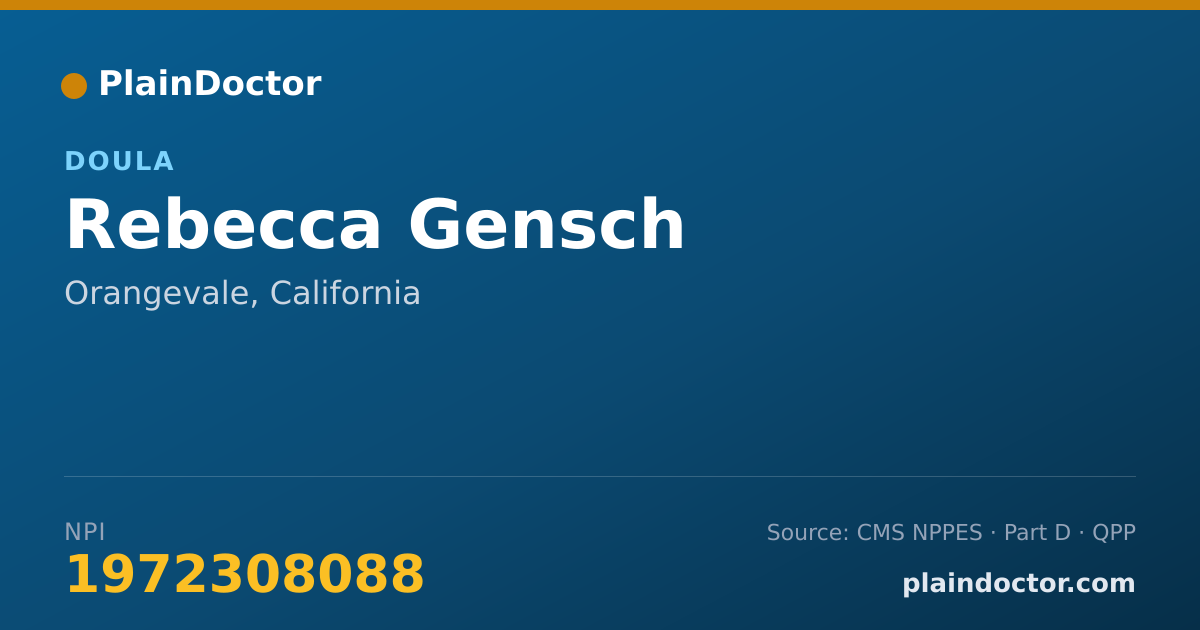 Shareable card for Rebecca Gensch - Doula, Orangevale, CA