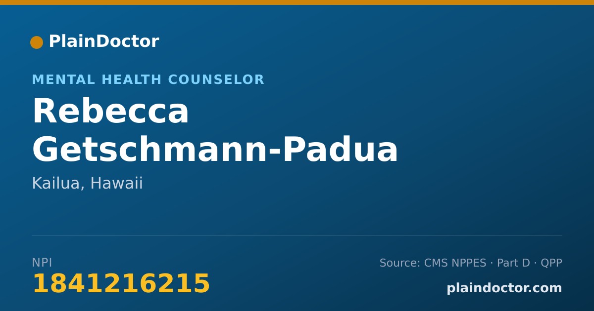 Shareable card for Rebecca Getschmann-Padua - Mental Health Counselor, Kailua, HI