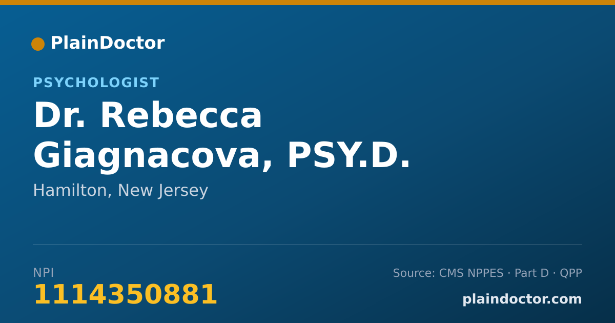 Shareable card for Rebecca Giagnacova, PSY.D. - Psychologist, Hamilton, NJ