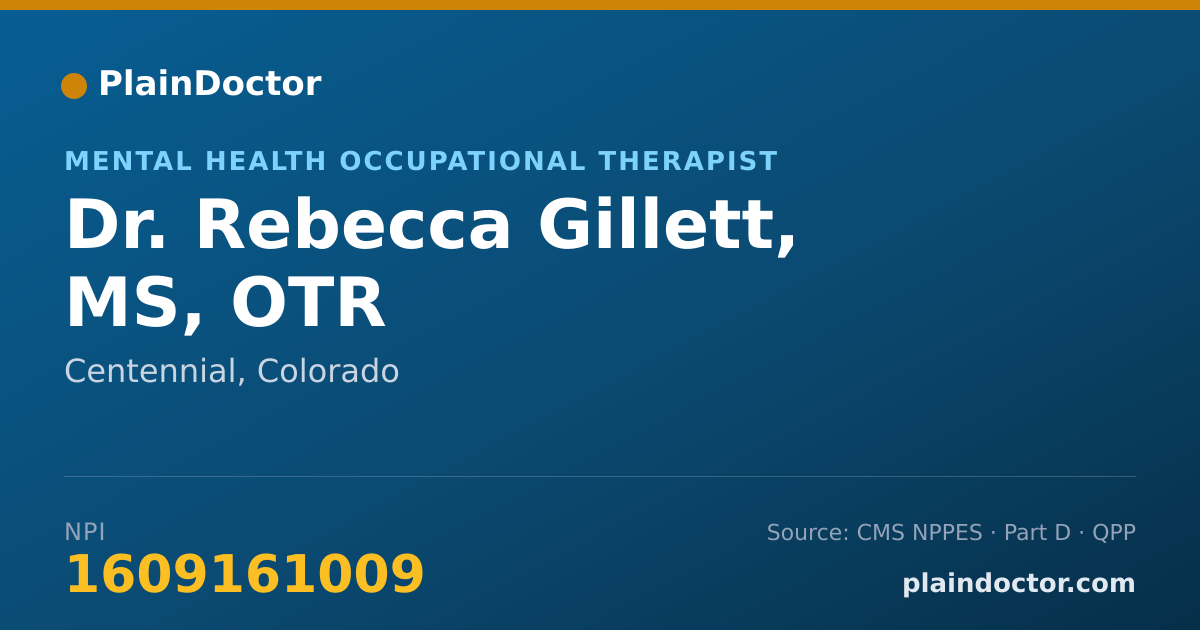 Shareable card for Rebecca Gillett, MS, OTR - Mental Health Occupational Therapist, Centennial, CO