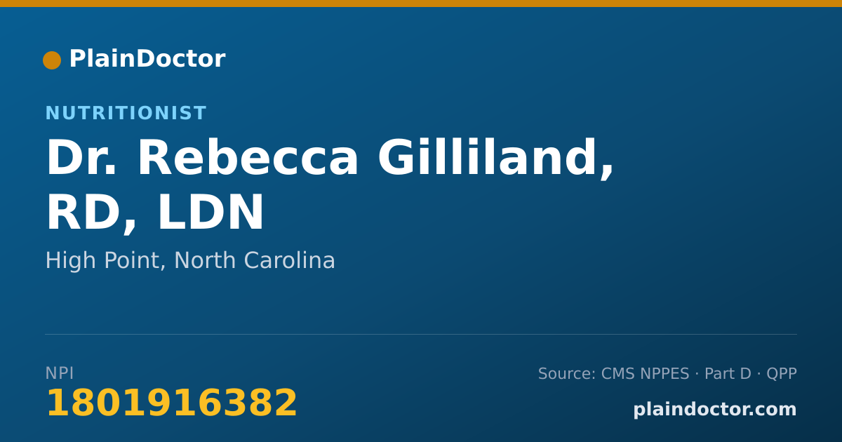 Shareable card for Rebecca Gilliland, RD, LDN - Nutritionist, High Point, NC