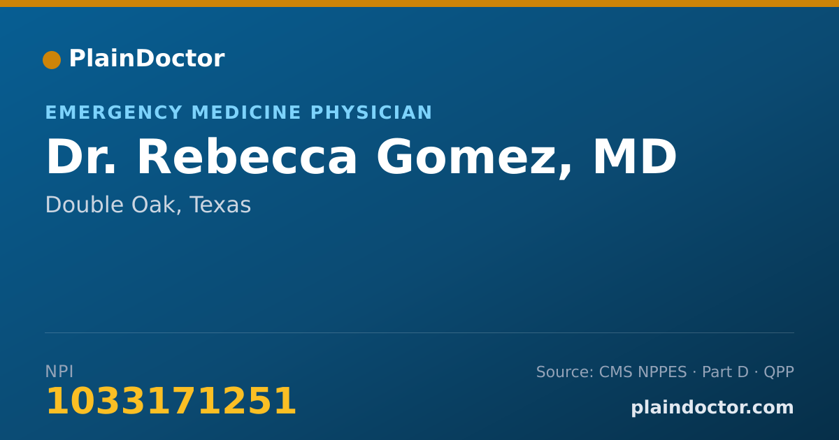 Shareable card for Rebecca Gomez, MD - Emergency Medicine Physician, Double Oak, TX