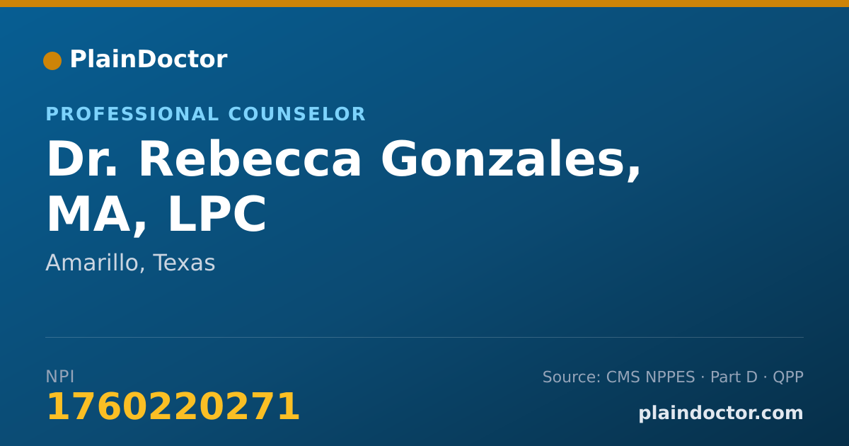 Shareable card for Rebecca Gonzales, MA, LPC - Professional Counselor, Amarillo, TX