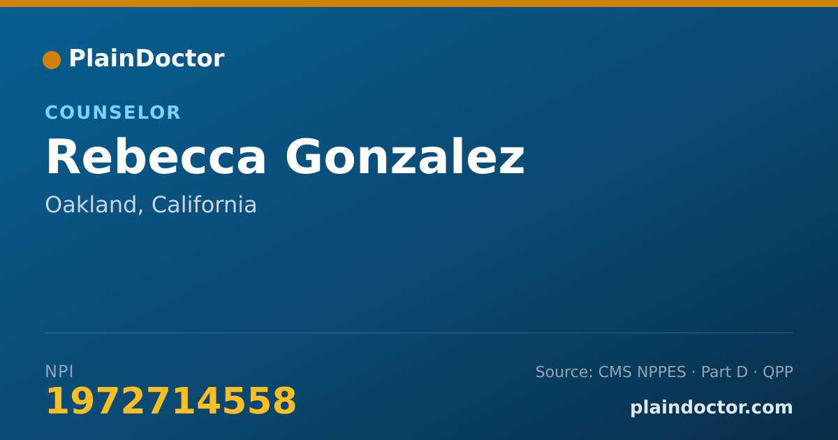 Shareable card for Rebecca Gonzalez - Counselor, Oakland, CA