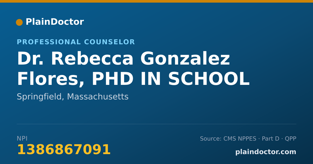 Shareable card for Rebecca Gonzalez Flores, PHD IN SCHOOL AND CO - Professional Counselor, Springfield, MA