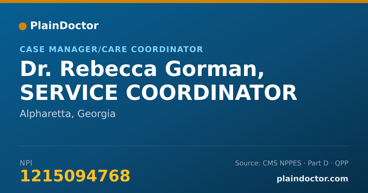 Shareable card for Rebecca Gorman, SERVICE COORDINATOR - Case Manager/Care Coordinator, Alpharetta, GA