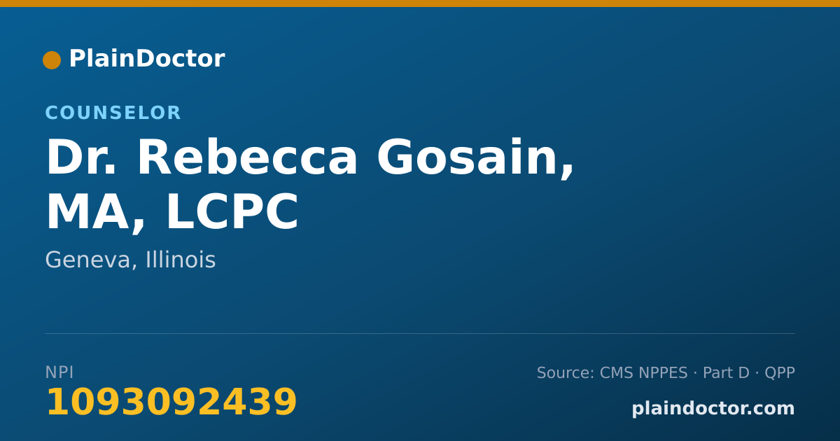 Shareable card for Rebecca Gosain, MA, LCPC - Counselor, Geneva, IL