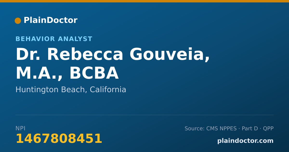 Shareable card for Rebecca Gouveia, M.A., BCBA - Behavior Analyst, Huntington Beach, CA