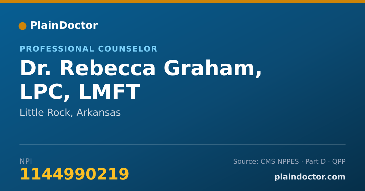 Shareable card for Rebecca Graham, LPC, LMFT - Professional Counselor, Little Rock, AR