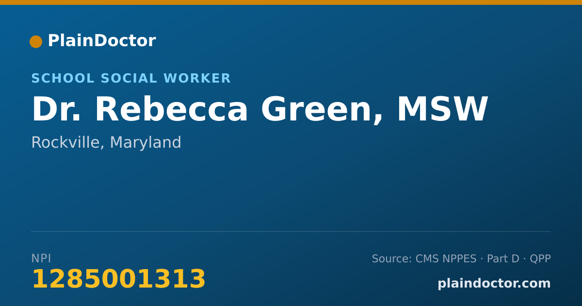 Shareable card for Rebecca Green, MSW - School Social Worker, Rockville, MD