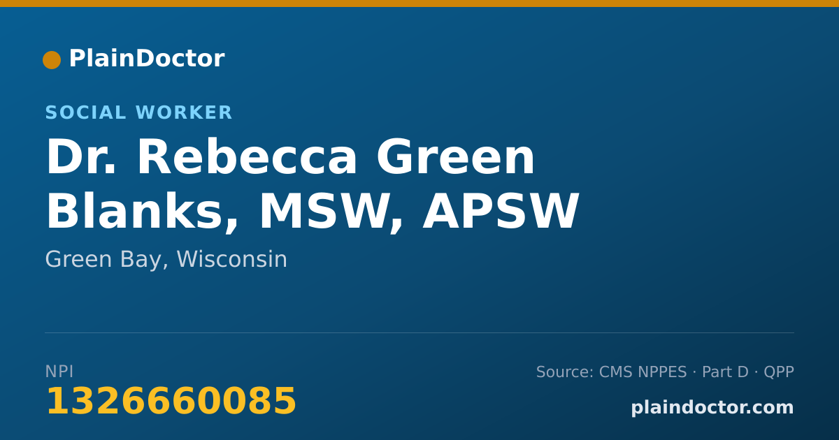 Shareable card for Rebecca Green Blanks, MSW, APSW - Social Worker, Green Bay, WI