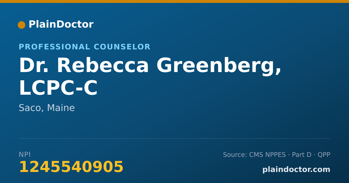 Shareable card for Rebecca Greenberg, LCPC-C - Professional Counselor, Saco, ME