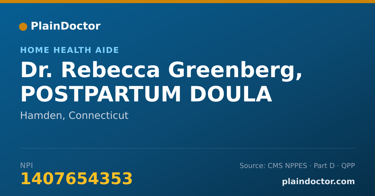 Shareable card for Rebecca Greenberg, POSTPARTUM DOULA - Home Health Aide, Hamden, CT