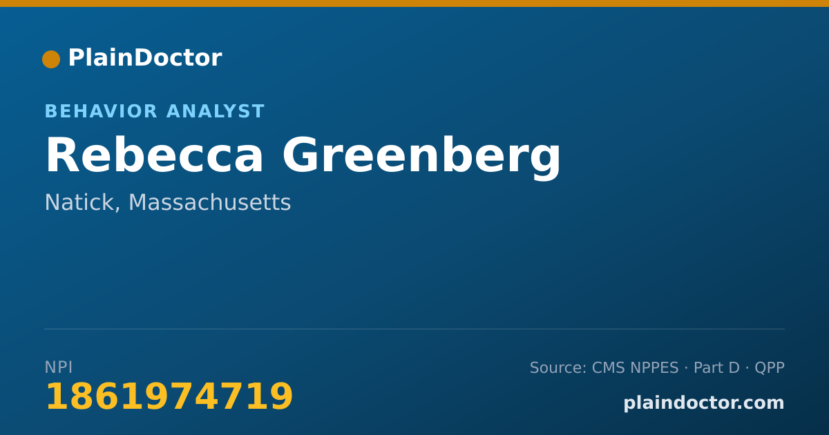 Shareable card for Rebecca Greenberg - Behavior Analyst, Natick, MA