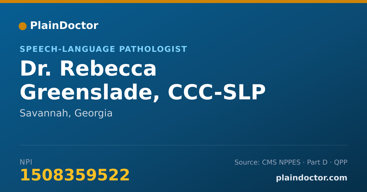 Shareable card for Rebecca Greenslade, CCC-SLP - Speech-Language Pathologist, Savannah, GA