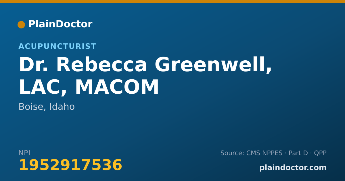 Shareable card for Rebecca Greenwell, LAC, MACOM - Acupuncturist, Boise, ID