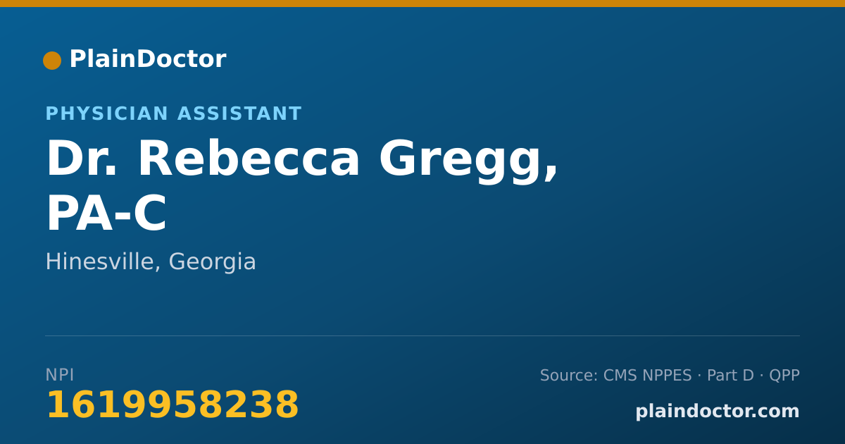 Shareable card for Rebecca Gregg, PA-C - Physician Assistant, Hinesville, GA